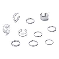 Fashion Simple Silvery Adjustable Solid Color Ten-piece Ring Set main image 4