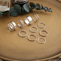 Fashion Simple Silvery Adjustable Solid Color Ten-piece Ring Set sku image 1