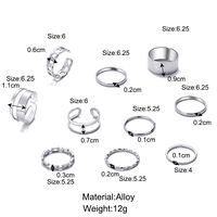 Fashion Simple Silvery Adjustable Solid Color Ten-piece Ring Set main image 6