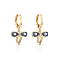 Fashion Geometric Copper Plating 18k Gold Dripping Zircon Devil's Eye Earrings sku image 5
