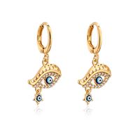 Fashion Geometric Copper Plating 18k Gold Dripping Zircon Devil's Eye Earrings sku image 8