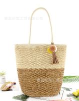 Wholesale Clashing Color Woven Straw Woven Two-color Bag Handbag Nihaojewelry sku image 3