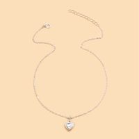 Simple Graceful Heart-shaped Pendant Rhinestone Inlaid Collarbone Chain Necklace Female main image 2