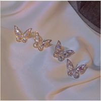 Elegante Mariposa Aleación Embutido Diamantes De Imitación Artificiales Pendientes 1 Juego main image 2
