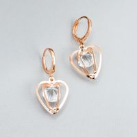 Elegant Heart Shape Alloy Artificial Rhinestones Earrings sku image 1