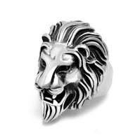 Retro Fashion Simple Geometric Lion's Head Shape Men Alloy Ring main image 1