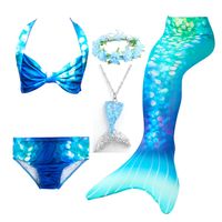 Girls' Mermaid Swimsuit New Fish Tail Split Swimsuit Swimming Hot Spring Children's Bikini Three-piece Suit sku image 3