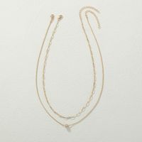 Fashion New Oval Bead Zircon Pendant Jewelry Geometric Copper Necklace sku image 1