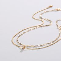 Fashion New Oval Bead Zircon Pendant Jewelry Geometric Copper Necklace main image 4