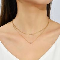 Fashion New Oval Bead Zircon Pendant Jewelry Geometric Copper Necklace main image 5