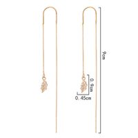 New Fashion Leaf Zircon Pendant Ear Line Women's U-shaped Long Copper Earrings main image 3