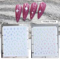 Smiley Face Aurora Heart Shaped Laser Magic Color Asterism Letters Nail Sticker Wholesale sku image 2