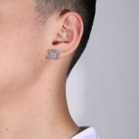 Men's Hip-hop Geometric Alloy Earrings Ear Studs Plating Artificial Gemstones Earrings main image 2