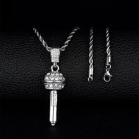 Collier Hip-hop Unisexe En Alliage De Strass Avec Microphone sku image 7