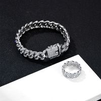 Hip-hop Geometric Alloy Plating Artificial Gemstones Bracelets main image 1