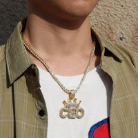 Unisex Hip-hop Krone Legierung Strass Anhänger Halskette sku image 10