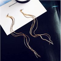 Fashion Simple Metal Chain Long Tassel Women Eardrop Earrings main image 3