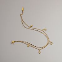 Fashion Classic Four-leaf Clover 18k Gold Plated Stainless Steel Double-circle Anklet main image 3
