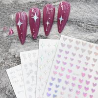 Smiley Face Aurora Heart Shaped Laser Magic Color Asterism Letters Nail Sticker Wholesale main image 4