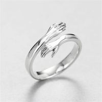 Fashion Creative Double Hand Stainless Steel Open End Ring main image 4