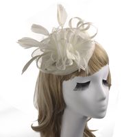 Spring And Summer Feather Bridal Wedding Mesh Linen Hat sku image 14