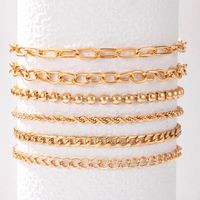 Simple Alloy Chain Hollow Round Beads Anklet Six Set main image 2
