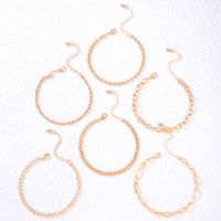 Simple Alloy Chain Hollow Round Beads Anklet Six Set main image 3
