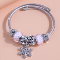 Mode Metall Einfache Strass Schneeflocke Anhänger Perlen Mode Armband main image 1