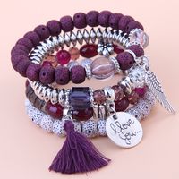 Fashion Simple Wild Disc Heart Wings Tassel Multilayer Bracelet main image 1