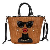 2022 Summer Fashion Large Capacity Portable Cross Body Woven Bucket Bag sku image 2