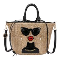 2022 Summer Fashion Large Capacity Portable Cross Body Woven Bucket Bag sku image 4