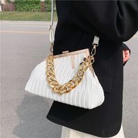 2022 New Thick Chain Portable Pleated Crossbody Shoulder Small Square Bag main image 4