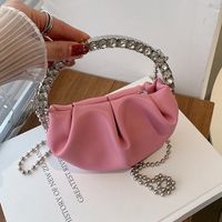 2022 Fashion Elegant Pleated Rhinestone Inlaid Chain Messenger Bag main image 1