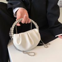2022 Fashion Elegant Pleated Rhinestone Inlaid Chain Messenger Bag main image 4
