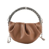 2022 Fashion Elegant Pleated Rhinestone Inlaid Chain Messenger Bag sku image 4
