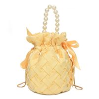 Fashion Pearl Pleated One-shoulder Chain Crossbody Woven Bucket Bag main image 4