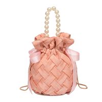 Fashion Pearl Pleated One-shoulder Chain Crossbody Woven Bucket Bag sku image 4