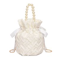 Fashion Pearl Pleated One-shoulder Chain Crossbody Woven Bucket Bag sku image 1