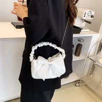 2022 Summer New Style Solid Color Portable Bow Messenger Small Square Bag sku image 1