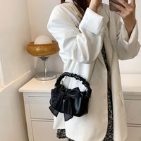 2022 Summer New Style Solid Color Portable Bow Messenger Small Square Bag sku image 2