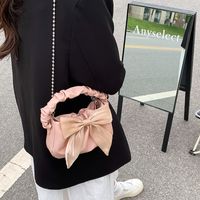 2022 Summer New Style Solid Color Portable Bow Messenger Small Square Bag sku image 3