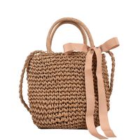 Casual Style Large Capacity  Woven Straw Portable Shoulder Bag sku image 1