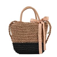Casual Style Large Capacity  Woven Straw Portable Shoulder Bag sku image 2