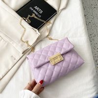Fashion New Style Square Buckle Rhombus Embroidery Thread Messenger Chain Small Square Bag main image 3