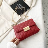Fashion New Style Square Buckle Rhombus Embroidery Thread Messenger Chain Small Square Bag main image 5