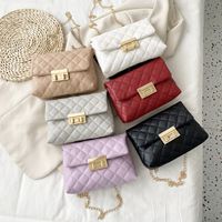 Fashion New Style Square Buckle Rhombus Embroidery Thread Messenger Chain Small Square Bag main image 1