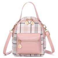 New Style Contrast Color Plaid Pattern Double Zipper Backpack sku image 3