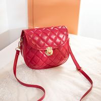 New Style Simple Rhombus Embroidery Thread Messenger Solid Color Small Bag main image 4