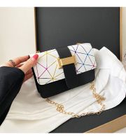 New Style Colorful Geometric Striped Messenger Small Square Bag main image 5