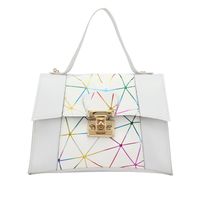 New Style Contrast Color Geometric Striped Stitching Messenger Small Square Handbag main image 5